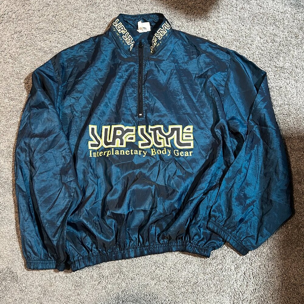 Vintage Surf Style Iridescent Green Jacket Windbreaker (One Size) Pullover EUC